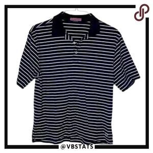 Vineyard Vines Black-White Striped Polo Size Medium